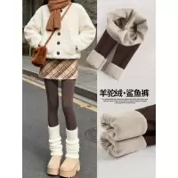 加绒鲨鱼裤女外穿秋冬季加厚保暖棉裤大码胖mm瑜伽紧身黑色打底裤