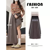 咖色加厚糯米裙裤女春秋胖mm大码a字半身裙宽松显瘦休闲阔腿裤子