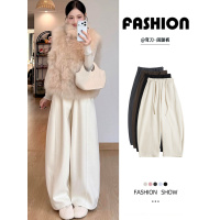 灯芯绒裤子女新款秋冬高腰加厚宽松休闲小个子加绒阔腿裤_530_873