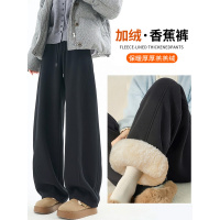 特厚羊羔绒运动裤女秋冬季东北加绒加厚棉裤小个子阔腿卫裤子