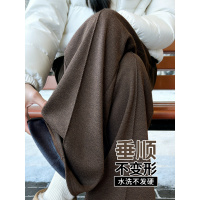 糯米裤子女新款秋冬加厚加绒羊毛休闲窄版直筒毛呢阔腿裤