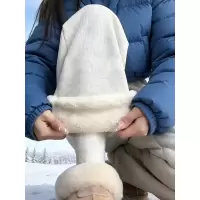 羊羔绒加绒运动裤子女冬加厚棉裤白色小个子束脚卫裤宽松阔腿裤子