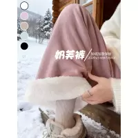 羊羔绒奶芙阔腿裤女新款秋冬加绒加厚棉裤粉色休闲窄版直筒裤