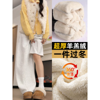 羊羔绒运动裤女秋冬季加厚加绒裤子胖mm大码棉裤外穿阔腿卫裤