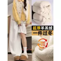 羊羔绒运动裤女秋冬季加厚加绒裤子胖mm大码棉裤外穿阔腿卫裤