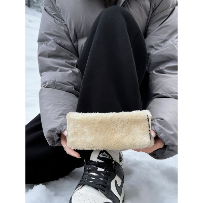 羊羔绒运动裤子女秋冬季加厚加绒东北棉裤外穿小个子防风宽松卫裤