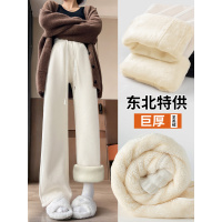 羊羔绒阔腿裤女冬新款加厚窄版直筒雪尼尔灯芯绒加绒休闲裤子_910