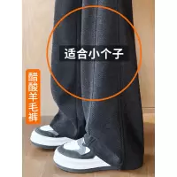 醋酸羊毛呢阔腿裤女秋冬季加绒新款窄版直筒小个子糯米裤