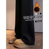 黑色加绒运动裤女秋冬新款加厚阔腿裤窄版直筒休闲香蕉卫裤子