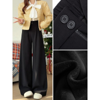 黑色阔腿裤女新款秋冬垂感高级感小个子窄版直筒加绒西装裤子