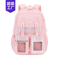 新款格子流行大容量1-3-6年级双肩包韩版中学生小学生书包轻便背