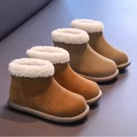 中大童大棉加绒羊羔毛保暖短靴冬季女童靴子马丁靴大棉童鞋