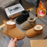 儿童雪地靴年冬季新款品质牛皮大棉雪地棉纯色男女童棉靴