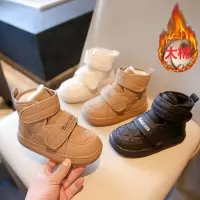 儿童靴子年冬季加绒童靴双魔术贴休闲范女童保暖短靴