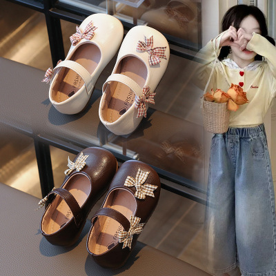 2026春季款可爱结女童小皮鞋时尚浅口宝宝公主鞋简约单鞋