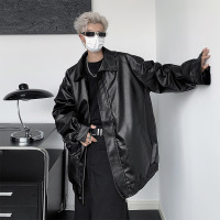 PU皮衣夹克机车外套男女同款春秋季潮牌街头宽松休闲百搭纯色男装