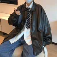 PU皮衣男春秋季韩版潮牌宽松复古风外套男学生飞行员夹克痞帅上衣