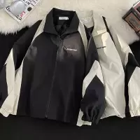 冲锋衣夹克男春秋季新款潮牌美式撞色拼接立领夹克宽松休闲外套男