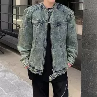 夹克男春秋季新款短款垫肩牛仔外套男士美式复古痞帅炸街潮牌夹克