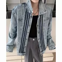 夹克男潮牌美式复古牛仔夹克男女同款翻领休闲百搭痞帅牛仔外套男