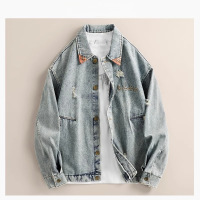 春秋季新款美式做旧水洗牛仔夹克外套男女同款潮牌复古宽松夹克男