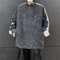 春秋季新款长袖垫肩立领机车夹克情侣款美式复古夹克潮流男装外套