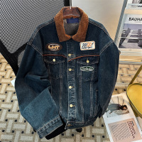 牛仔夹克男春秋季新款美式复古做旧水洗牛仔外套男女同款夹克上衣