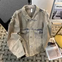 男装水洗复古潮牌废土风牛仔夹克男士春秋季美式宽松休闲百搭外套