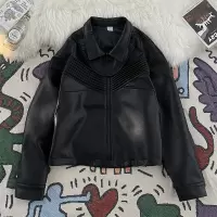 男装潮牌PU皮夹克春秋季新款翻领休闲时尚皮衣夹克痞帅黑色外套男