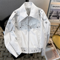 男装潮牌美式复古PU皮夹克男春秋季宽松休闲嘻哈翻领夹克痞帅外套