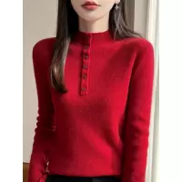 半高领抽条显瘦针织衫女秋冬款软糯舒适安迪绒毛衣修身显瘦打底衫