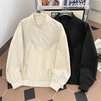 夹克男美式潮牌休闲夹克男春秋浅色立领情侣飞行服防水棒球服外套