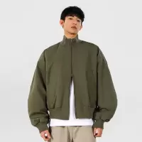 夹克男美式高街立领飞行员春秋季纯色宽松休闲百搭痞帅棒球服外套