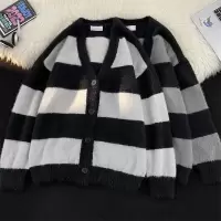 春秋季新款男士毛衣开衫慵懒风外套针织衫宽松百搭潮流条纹毛衣男