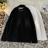 春秋季新款青少年卫衣男上衣美式潮牌长袖T恤男半高领内搭打底衫