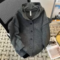 毛衣男春秋季新款美式潮牌宽松慵懒风针织衫连帽毛衣开衫男装外套