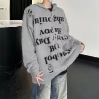 毛衣男春秋季美式高街连帽针织衫宽松百搭慵懒风提花休闲情侣外套