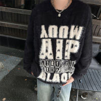毛衣男美式复古软糯字母毛衣针织衫春秋季新款慵懒风宽松潮牌外套