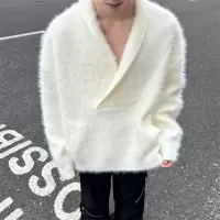 毛衣男美式潮牌慵懒貂毛V领春秋宽松百搭休闲纯色毛衣针织衫