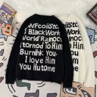 男装字母毛衣情侣套头宽松针织情侣潮牌秋冬季慵懒风上衣外套