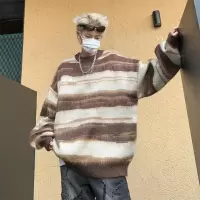 男装潮牌圆领情侣款毛衣休闲百搭撞色针织衫松弛感毛衣打底衫上衣