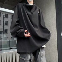 衬衫男复古痞帅潮牌长袖男装立领内搭休闲春秋季情侣中性宽松衬衣