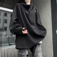 衬衫男复古痞帅潮牌长袖男装立领内搭休闲春秋季情侣中性宽松衬衣