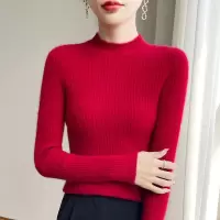 一线成衣半高领套头毛衣打底衫女秋冬短款毛衫修身显瘦长袖针织衫