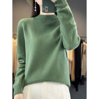 一线成衣纯羊毛衫针织衫女半高领套头宽松打底衫秋冬新款纯色毛衣