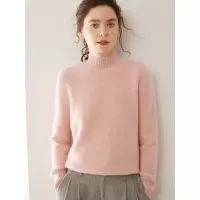 半高领山羊绒针织打底衫女长袖毛衣宽松舒适秋冬新款内搭保暖上衣