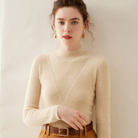 半高领针织羊绒衫女秋冬新款套头长袖内搭纯色宽松保暖打底衫毛衣