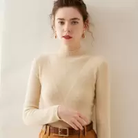 半高领针织羊绒衫女秋冬新款套头长袖内搭纯色宽松保暖打底衫毛衣