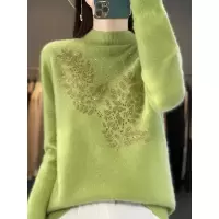 厂家秋冬新款烫钻半高领针织打底衫女士毛衣内搭毛衣女