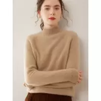 山羊绒衫女半高领三股重磅加厚宽松软糯亲肤针织衫打底毛衣